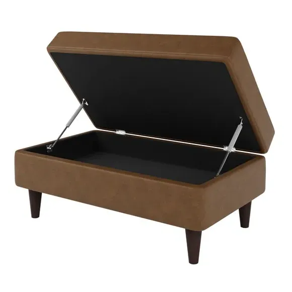 Storage Footstool with Tufted Design - Mocha