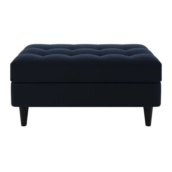 Storage Footstool with Tufting - Navy, Velvet