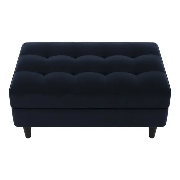 Storage Footstool with Tufting - Navy, Velvet