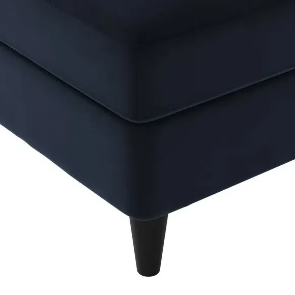 Storage Footstool with Tufting - Navy, Velvet