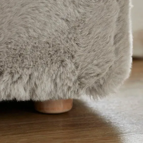 Storage Ottoman with Legs - Grey, Faux Fur