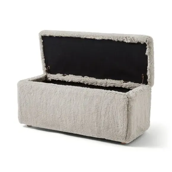 Storage Ottoman with Legs - Grey, Faux Fur