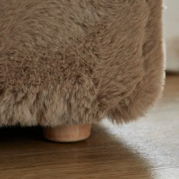 Storage Ottoman with Legs - Natural, Faux Fur