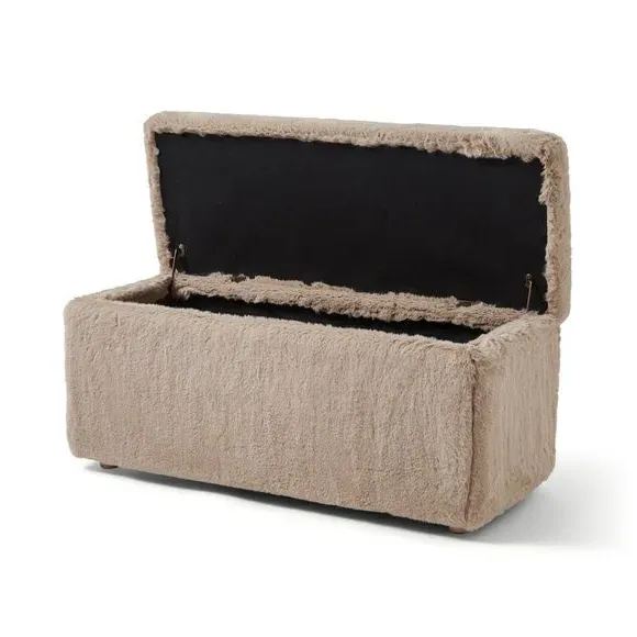 Storage Ottoman with Legs - Natural, Faux Fur