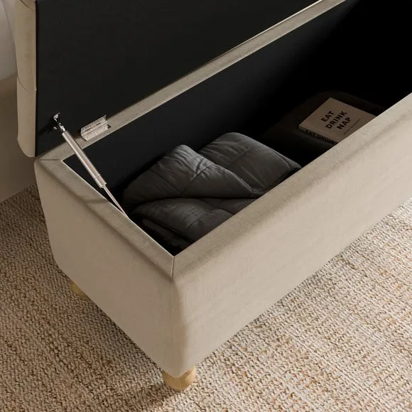 Storage Ottoman with Woven Fabric - Natural