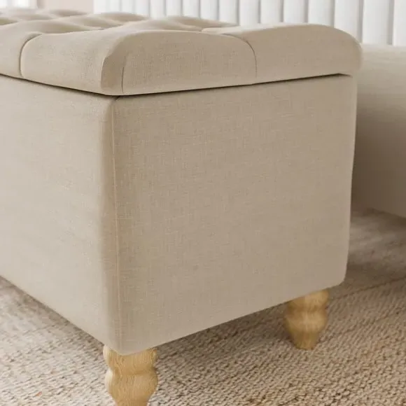 Storage Ottoman with Woven Fabric - Natural