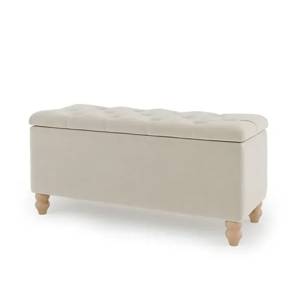 Storage Ottoman with Woven Fabric - Natural