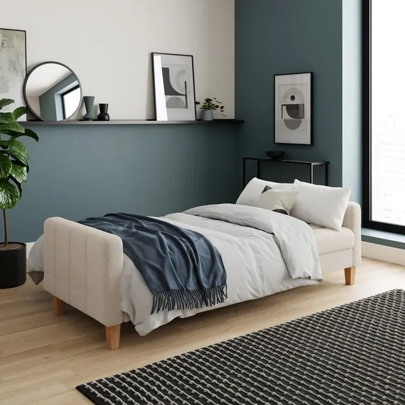 Storage Sofa Bed with Click-Clack - Ivory, Boucle