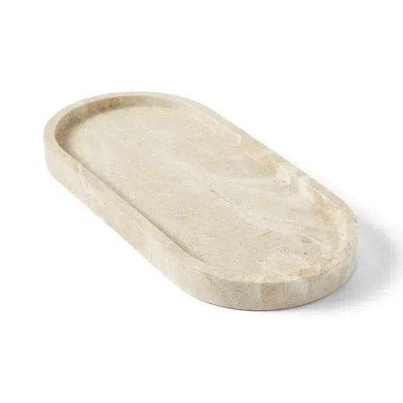 Storage Tray with Marble Effect - Cream, Resin
