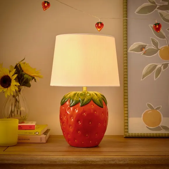 Strawberry Table Lamp - Red, Ceramic