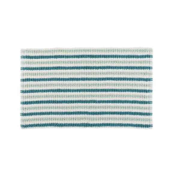 Stripe Bath Mat with Bobble Texture - Mint