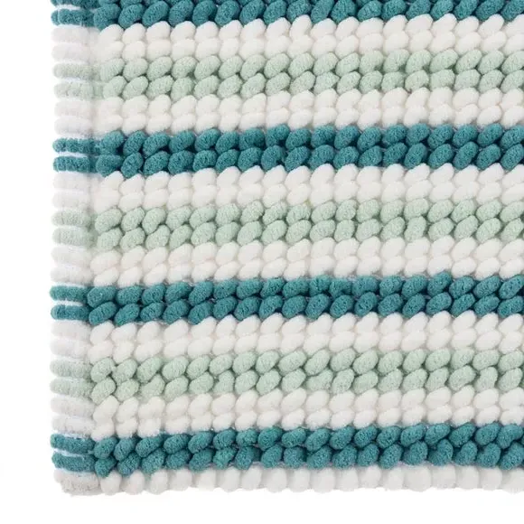 Stripe Bath Mat with Bobble Texture - Mint