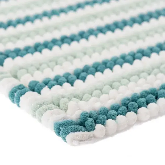 Stripe Bath Mat with Bobble Texture - Mint