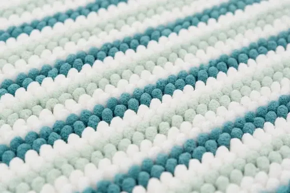 Stripe Bath Mat with Bobble Texture - Mint