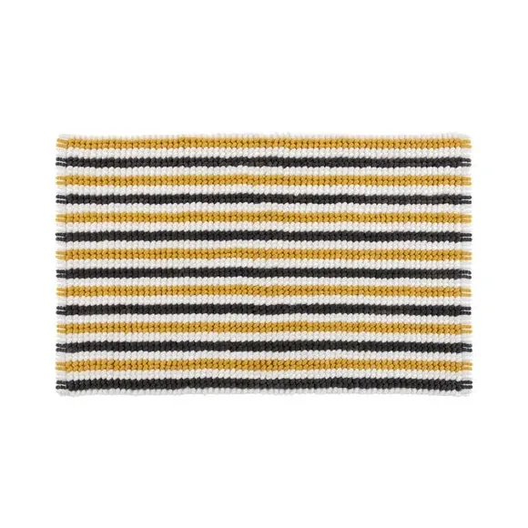 Stripe Bath Mat with Bobble Texture - Mustard