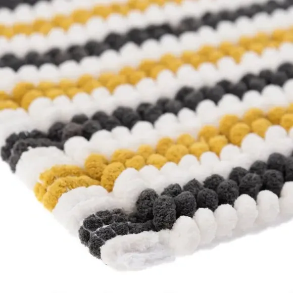 Stripe Bath Mat with Bobble Texture - Mustard
