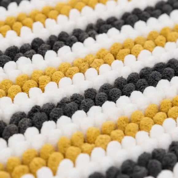Stripe Bath Mat with Bobble Texture - Mustard