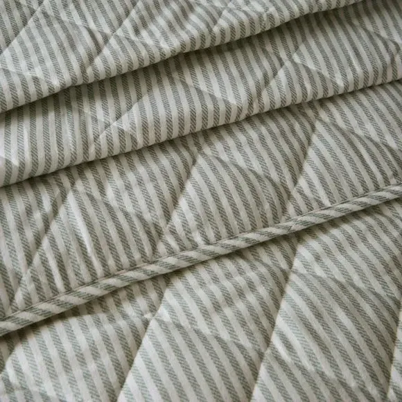 Stripe Bedspread - Sage, Brushed Cotton