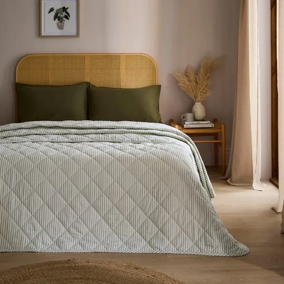 Stripe Bedspread - Sage, Brushed Cotton image