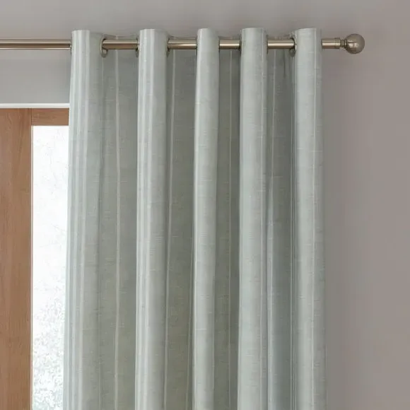 Stripe Blackout Eyelet Curtains - Sage, Polycotton image