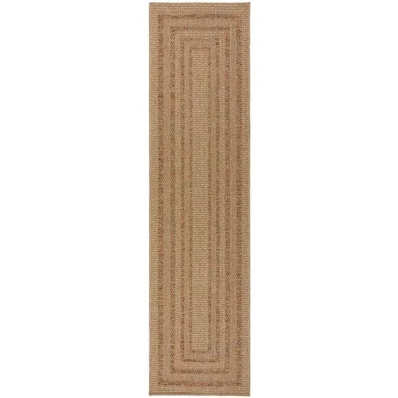 Stripe Border Runner Rug - Natural, Polypropylene