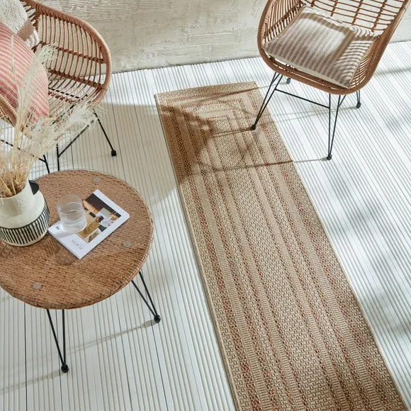 Stripe Border Runner Rug - Natural, Polypropylene image