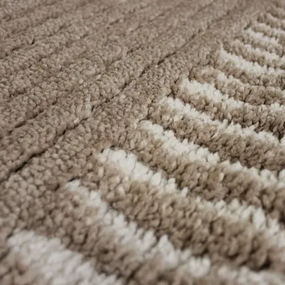 Stripe Border Shaggy Rug - Natural