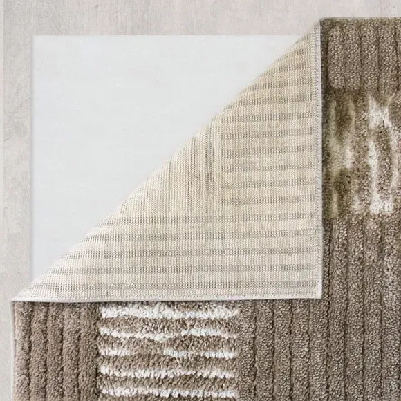 Stripe Border Shaggy Rug - Natural