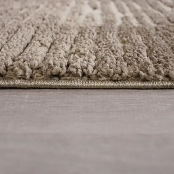 Stripe Border Shaggy Rug - Natural