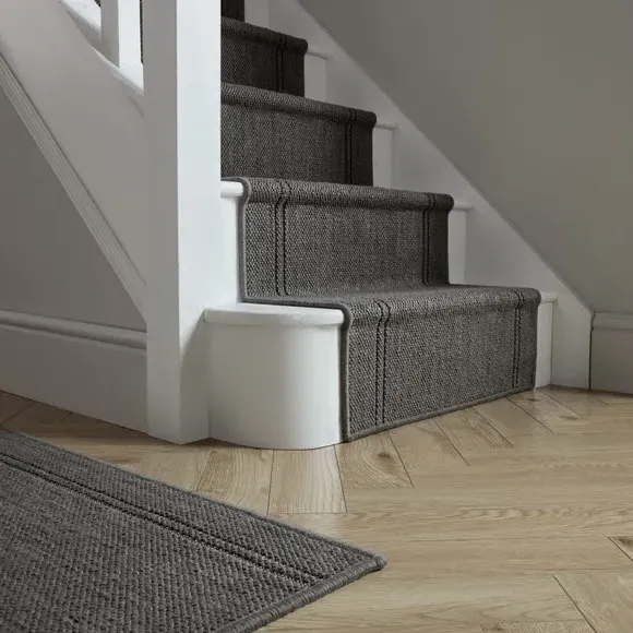 Stripe Border Stair Runner - Black, Jute