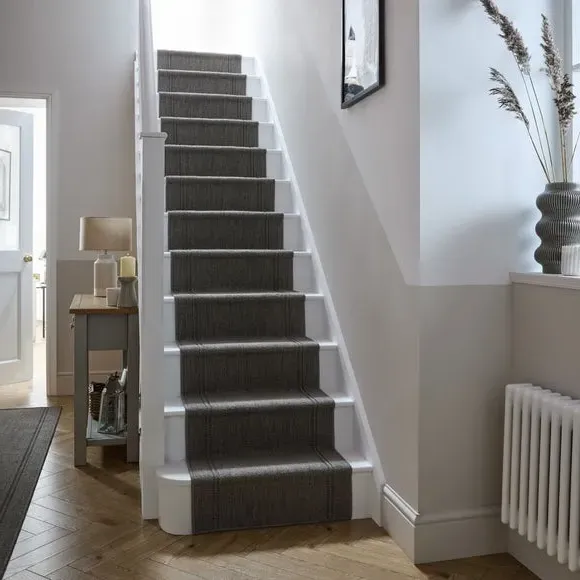 Stripe Border Stair Runner - Black, Jute image