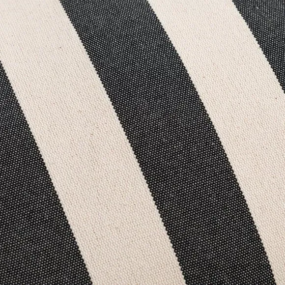 Stripe Cushion with Piping - Black, Cotton
