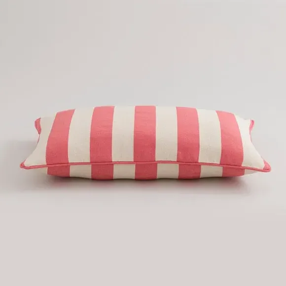 Stripe Cushion with Piping - Coral, Cotton