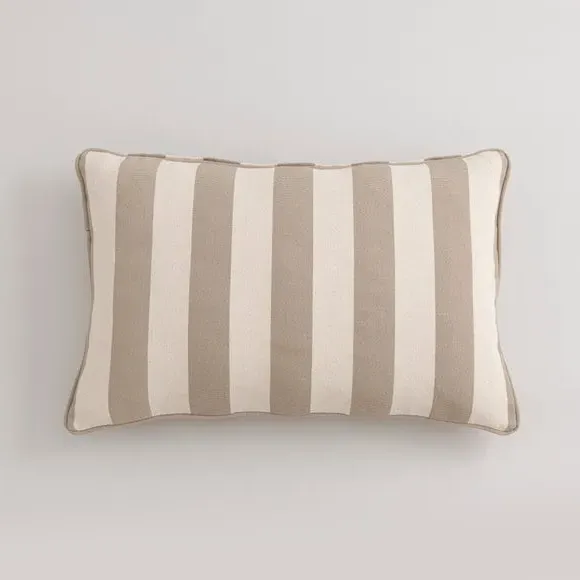 Stripe Cushion with Piping - Natural, Cotton