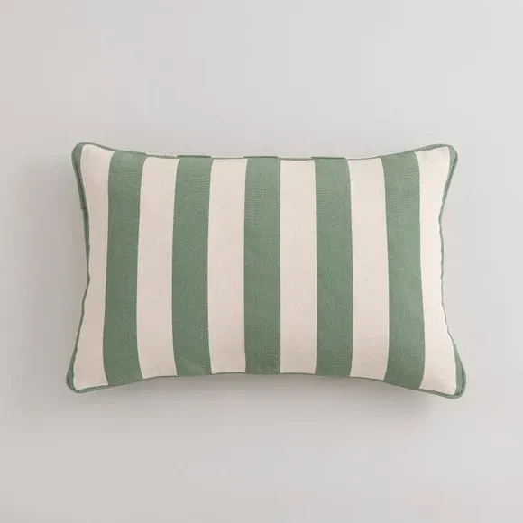 Stripe Cushion with Piping - Olive, Cotton