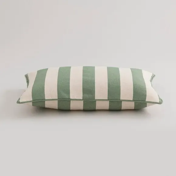 Stripe Cushion with Piping - Olive, Cotton