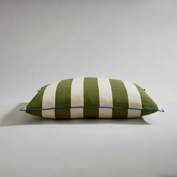 Stripe Cushion with Removable Cover - Green