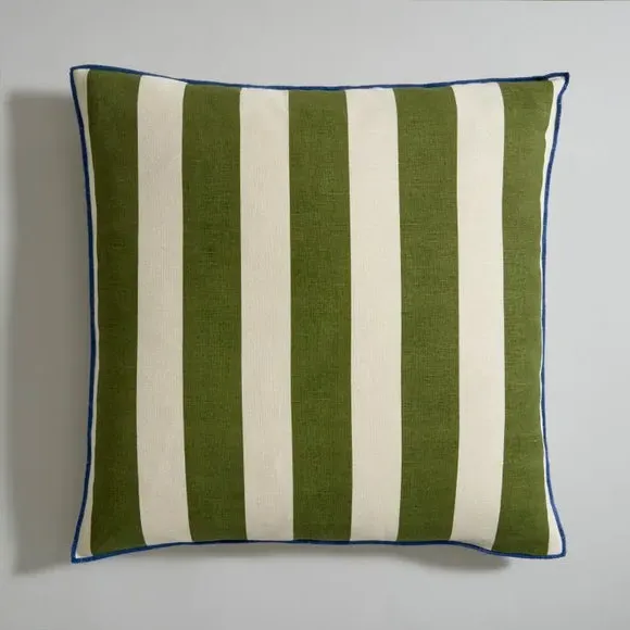Stripe Cushion with Removable Cover - Green