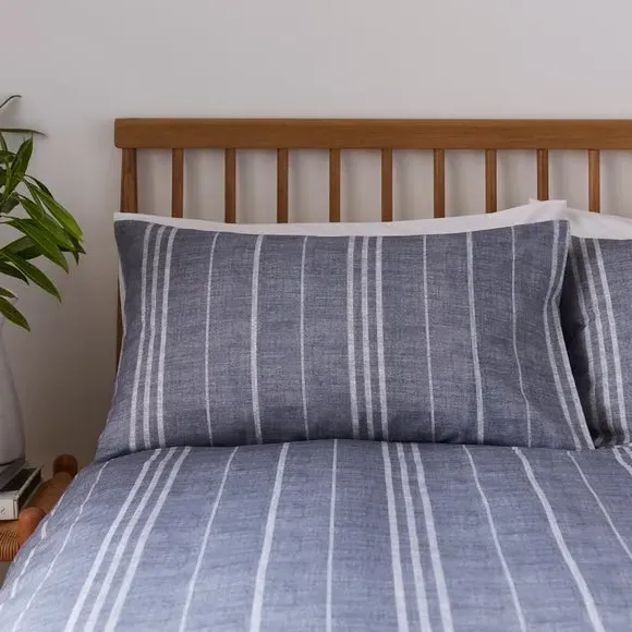 Stripe Duvet Cover & Pillowcase Set - Blue, Polycotton