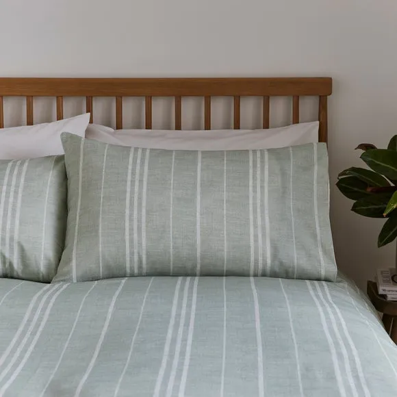 Stripe Duvet Cover & Pillowcase Set - Sage, Polycotton