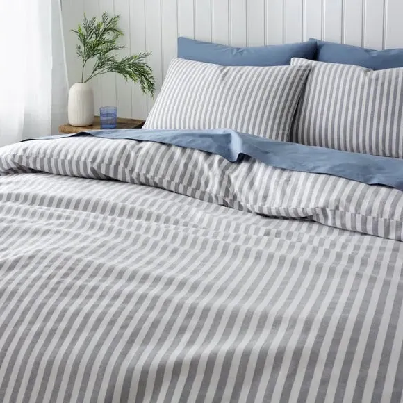 Stripe Duvet Cover Set - Folkstone Blue, Cotton