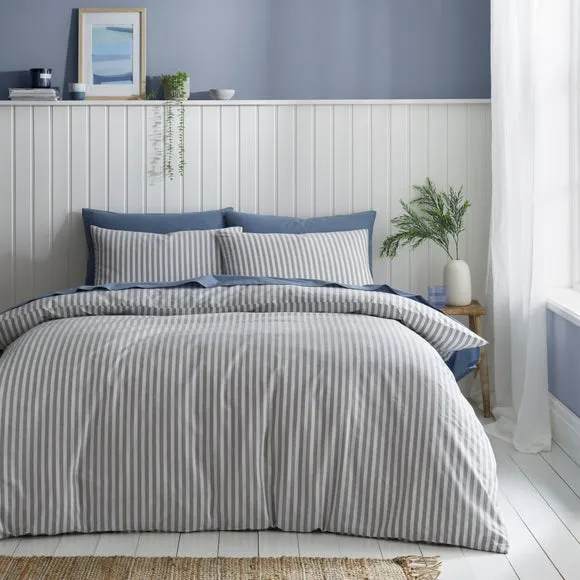 Stripe Duvet Cover Set - Folkstone Blue, Cotton image