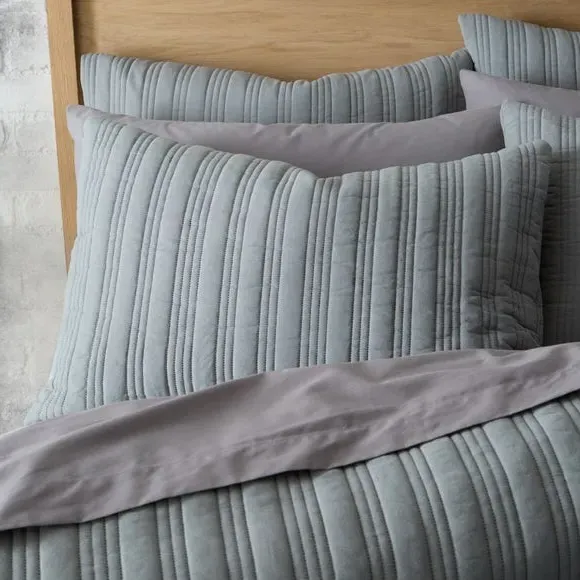 Stripe Duvet Cover Set - Grey, Microfibre