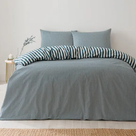 Stripe Duvet Cover Set - Ink, Cotton