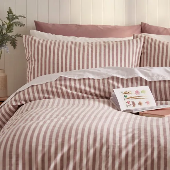 Stripe Duvet Cover Set - Mulberry, Cotton