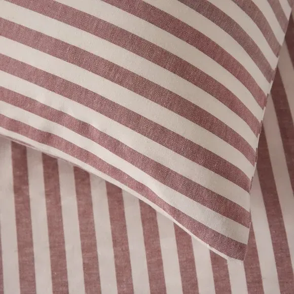 Stripe Duvet Cover Set - Mulberry, Cotton