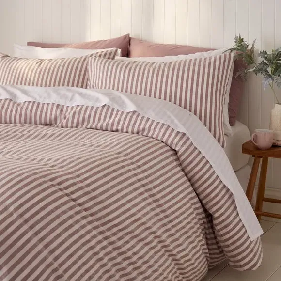 Stripe Duvet Cover Set - Mulberry, Cotton