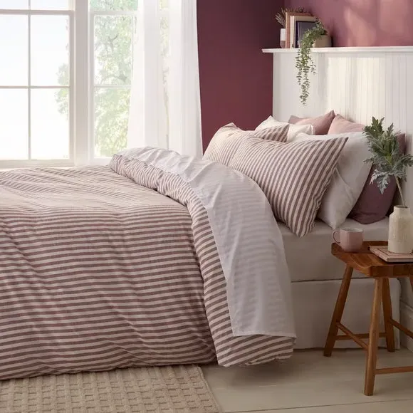 Stripe Duvet Cover Set - Mulberry, Cotton
