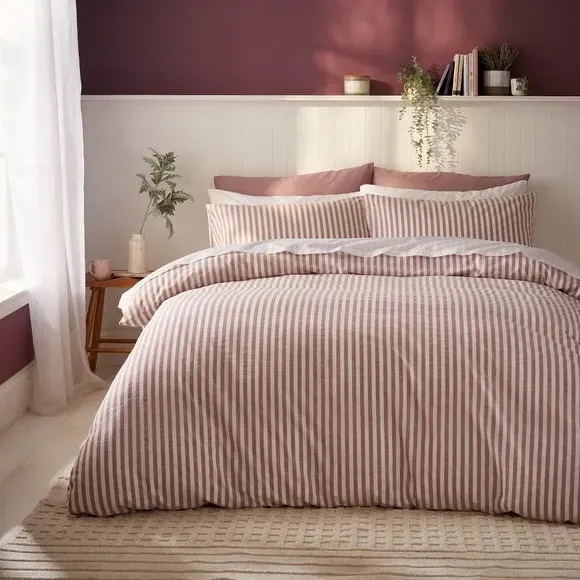 Stripe Duvet Cover Set - Mulberry, Cotton