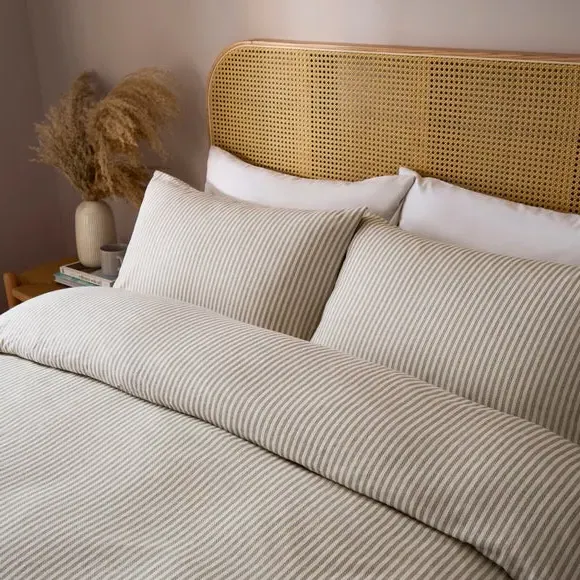 Stripe Duvet Cover Set - Natural, Brushed Cotton